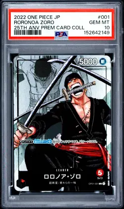 2022 ONE PIECE JAPANESE 25TH ANNIVERSARY PREMIUM COLLECTION RORONOA ZORO PSA 10 - Image 1