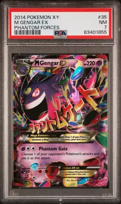 VERY CLEAN Psa 7 Pokemon TCG Mega M Gengar EX #35 ENG XY Phantom Forces 2014 Nm - Image 1