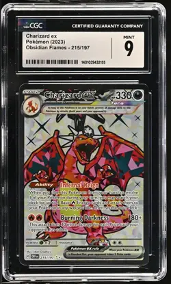 2023 Charizard ex 215/197 Obsidian Flames Full Art Pokemon TCG CGC 9 Mint - Image 1