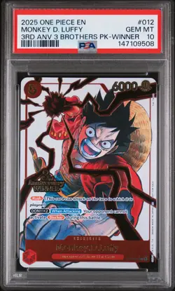 2025 ONE PIECE 3RD ANNIVERSARY TOURNAMENT 3 BROTHERS PACK MONKEY D. LUFFY PSA 10 - Image 1