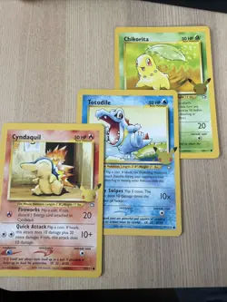 3 Pokemon Jumbo Cards Promo TCG Pokemon Cyndaquil Totodile Chikorita - Image 1