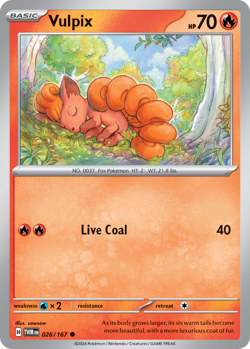Vulpix 26/167 Common | Twilight Masquerade | Pokemon Card - Image 1