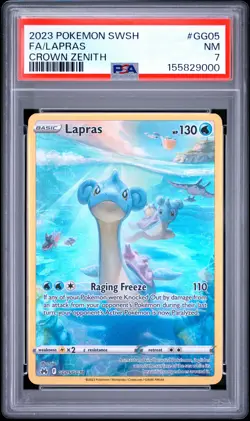 2023 POKEMON SWORD & SHIELD CROWN ZENITH #GG05 FULL ART/LAPRAS PSA 7 - Image 1