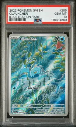 2023 POKEMON SVI EN-SCARLET & VIOLET ILLUSTRATION RARE #205 CLAUNCHER PSA 10 - Image 1