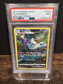 PSA 9 2022 POKEMON SWORD & SHIELD BRILLIANT STARS FULL ART/VAPOREON TG02 - Image 1