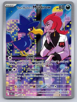 Team Rocket's Murkrow 200/182 Illustration Rare Destined Rivals Pokemon NM - Image 1