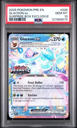 Pokemon Glaceon EX 026/131 PSA 10 Stamped Prismatic Surprise Box Exclusive - Image 2