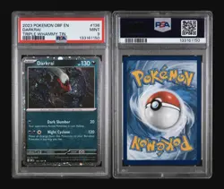POKEMON OBF EN-OBSIDIAN FLAMES TRIPLE WHAMMY TINS #136 DARKRAI PSA 9 Cosmo Holo - Image 2