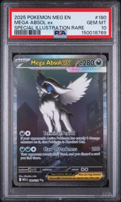 2025 POKEMON MEG EN-SPECIAL ILLUSTRATION RARE #180 MEGA ABSOL EX PSA 10 - Image 1