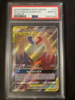 Latias & Latios GX 170/181 PSA 10 Alternate Full Art TAG TEAM Holo 2019 - Image 1