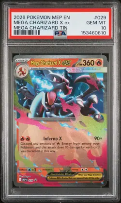 2026 POKEMON MEP EN-ME BLACK STAR PROMO #029 MEGA CHARIZARD X EX PSA 10 - Image 1