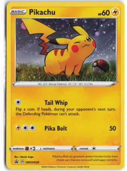 Pikachu SWSH039 Holo Promo Sword & Shield Promo Pokemon NM - Image 1