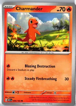 CHARMANDER 004/165 COMMON 151 POKEMON GIDORA NM - Image 1