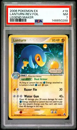 2006 POKEMON EX LEGEND MAKER #19 LANTURN-REVERSE FOIL PSA 7 - Image 1