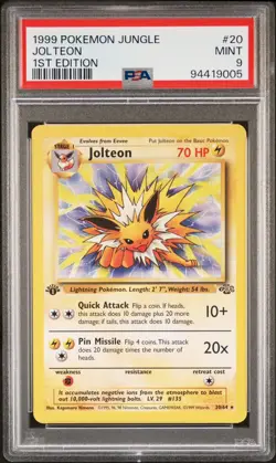 1999 POKEMON JUNGLE FIRST EDITION 1ST #20 JOLTEON PSA 9 - Image 1