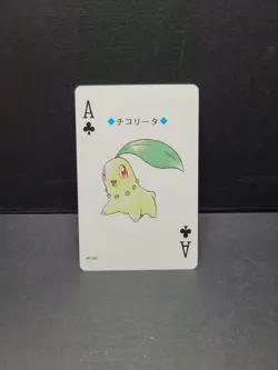 Chikorita (Ace Of Clubs) - 2000 Pokemon Gold Playing/Poker Card - NM - Image 1