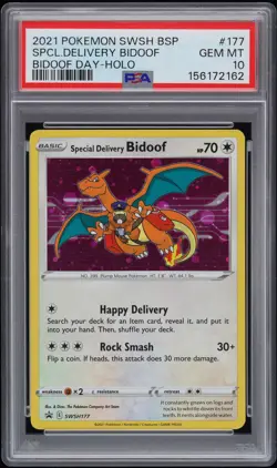 2021 POKEMON SWSH BLACK STAR PROMO #177 SPECIAL DELIVERY BIDOOF-HOLO PSA 10 - Image 1