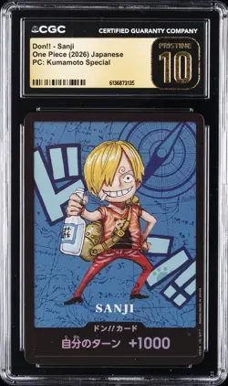 2026 ONE PIECE: JAPANESE PC: KUMAMOTO SPECIAL DON!! SANJI CGC 10 PRISTINE - Image 1