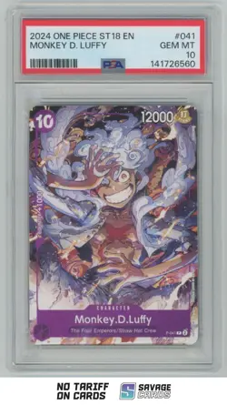 2024 One Piece ST18 Promo Card Purple Monkey D. Luffy PSA 10 #P-041 - Image 1