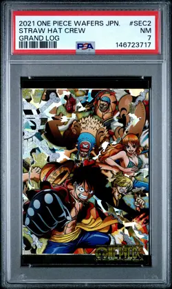 2021 ONE PIECE WAFERS JAPANESE GRAND LOG #SEC2 STRAW HAT CREW PSA 7 - Image 1