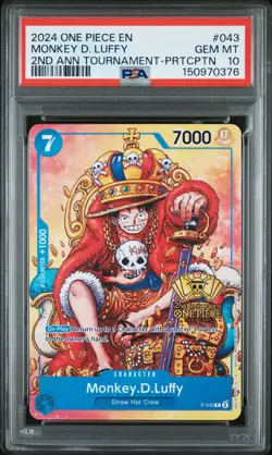 2024 ONE PIECE PROMOS TOURNAMENT-PARTICIPATION #043 MONKEY D. LUFFY PSA 10 - Image 1