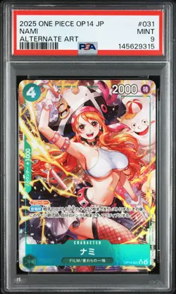 2025 ONE PIECE JAPANESE OP14-THE AZURE SEA'S SEVEN ALTERNATE ART #031 NAMI PSA 9 - Image 1