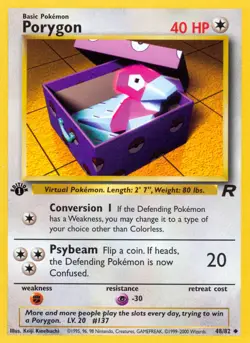 1st Edition Porygon 48/82 - Team Rocket - Pokemon Card - Near Mint (NM) - Image 1