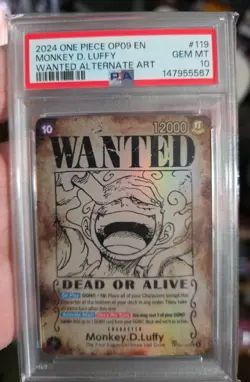 PSA 10 Monkey D. Luffy OP09 #119 Luffy Gear 5 Wanted Poster ONE PIECE EN - Image 2