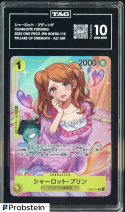 2023 One Piece JPN #OP03-112 Pillars of Strength Charlotte Pudding TAG 10 GEM - Image 1