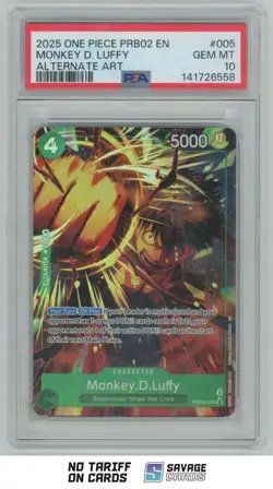 2025 One Piece PRB02 Alternate Art Monkey.D.Luffy PSA 10 #PRB02-005 - Image 1