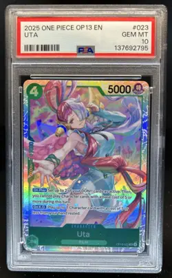 2025 One Piece Carrying On His Will Uta Super Rare #OP13-023 PSA 10 GEM MINT - Image 1