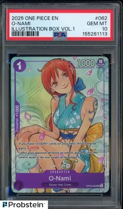 2025 One Piece EN Illustration Box Vol.1 #062 O-Nami PSA 10 GEM MINT - Image 1