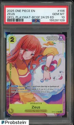 2025 One Piece EN Official Playmat Bandai Card Game Fest #106 Zeus PSA 10 - Image 1