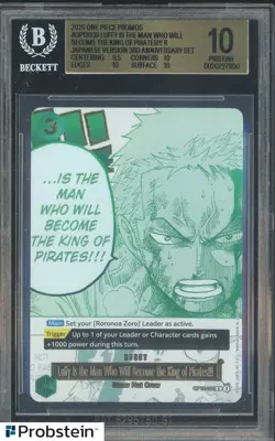2026 One Piece Promos OP12039 Luffy Is The Man Who Become King of Pirates BGS 10 - Image 1