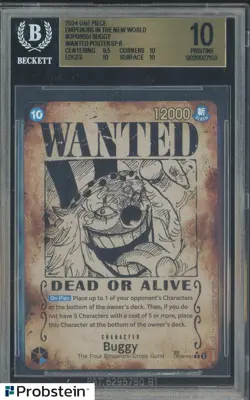 2024 One Piece Emperors in the New World Wanted Poster Buggy BGS 10 PRISTINE - Image 1
