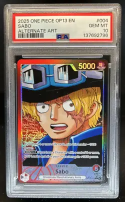 2025 One Piece Carrying On His Will Sabo Leader Alt Art #OP13-004 PSA 10 - Image 1