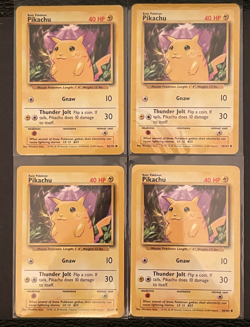Lot of 4 Pikachu 58/102 ORIGINAL BASE SET COLLECTION POKEMON CARD 1999 CLASSIC - Image 1