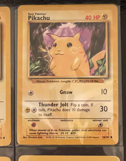 Lot of 4 Pikachu 58/102 ORIGINAL BASE SET COLLECTION POKEMON CARD 1999 CLASSIC - Image 3