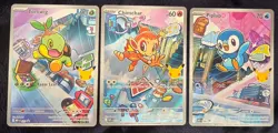 Pokemon 1st Partner Illustration Collections Turtwig #40 Chimchar #41 Piplup #42 - Image 1