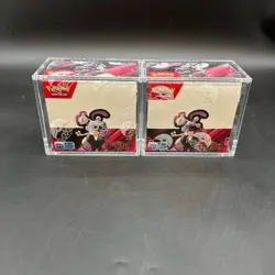Lot (2) Pokemon SV10 Destined Rivals English Booster Boxes Sealed w/Acrylic Case - Image 1