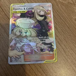 Pokemon TCG Cynthia & Caitlin Tag Team Cosmic Eclipse Full Art 228/236 - Image 1
