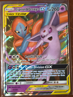 Espeon & Deoxys GX Ultra Rare TAG TEAM Full Art Holo 72/236 EN 260HP - Image 1