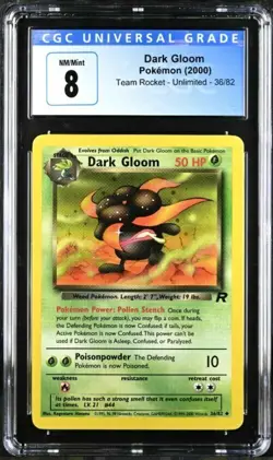 Pokemon 2000 Team Rocket Unlimited Dark Gloom 36/82 CGC 8 - Image 1