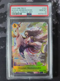 PSA 10 – 2024 ONE PIECE WINGS OF THE CAPTAIN 107 Kouzuki Momonosuke ALT ART (EN) - Image 1