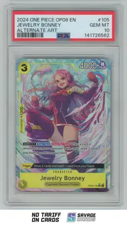 2024 One Piece OP08 Alternate Art Jewelry Bonney PSA 10 #OP08-105 - Image 1