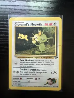 Pokemon Gym Challenge Giovanni's Meowth Card 43/132 Regular NM Condition - Image 1
