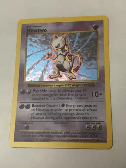 Pokemon TCG Mewtwo Holo Rare 10/102 1995 Shadowless Base Set Unlimited Edition - Image 4