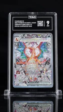 TAG 9 CHARIZARD EX 2023 POKEMON SCARLET & VIOLET #223/197 OBSIDIAN FLAMES SIR - Image 1