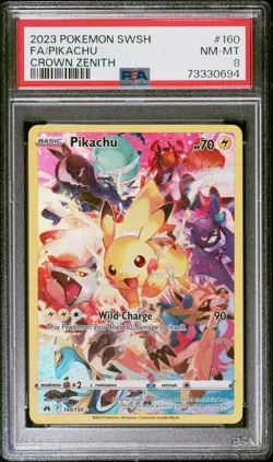 PSA 8 Pikachu 160/159 Secret Rare 2023 Pokemon Crown Zenith #160 FA Full Art - Image 1
