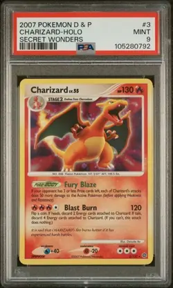 Pokemon Diamond And Pearl Charizard 3/132 Secret Wonders Holo HOLO BLEED PSA 9 - Image 1